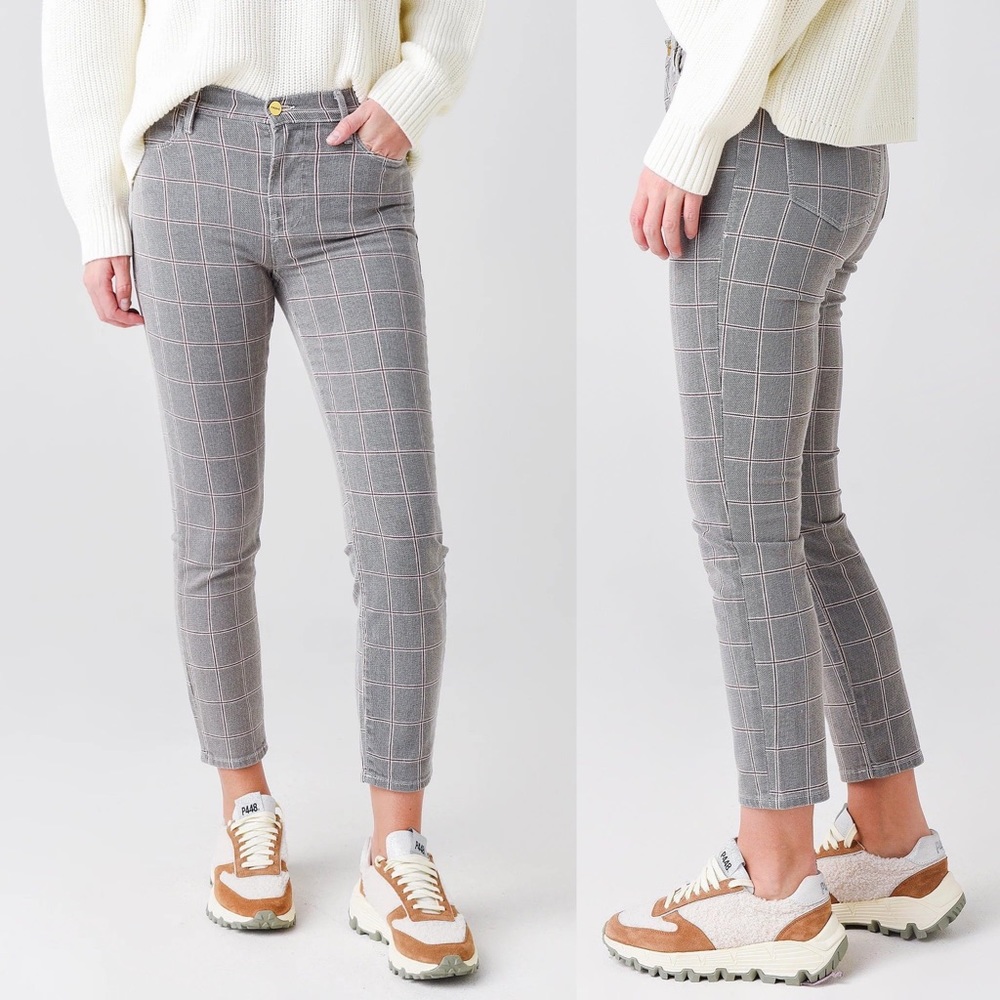 🩶NWT FRAME Denim Le High Skinny Crop in Pane Plaid size 23 checked
